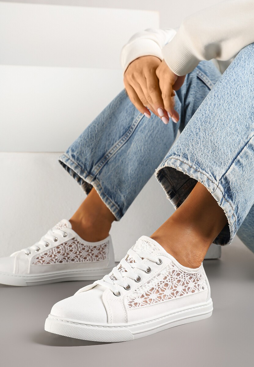 Czarne Trampki Tenisówki Ozdobione Ażurową Cholewką Xalimi