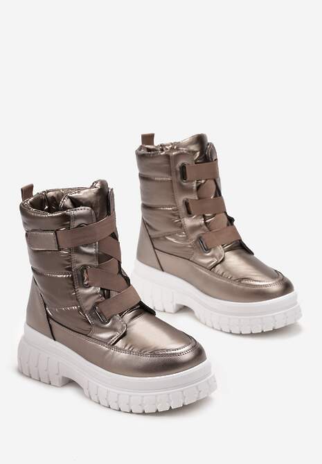 Brązowe Śniegowce na Grubej Podeszwie Kereza