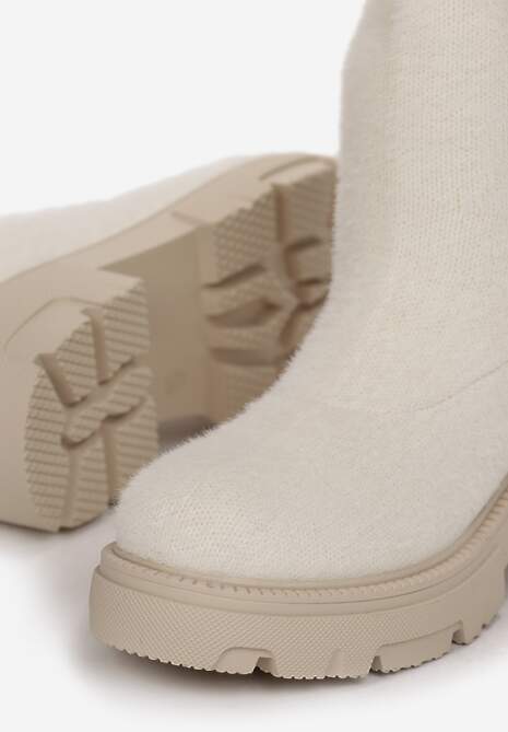 Beżowe Botki z Elastyczną Cholewką Shadhal