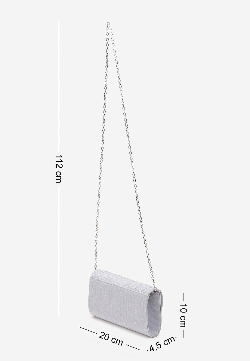 Srebrna Metaliczna Torebka Kopertówka na Ramię Lunke