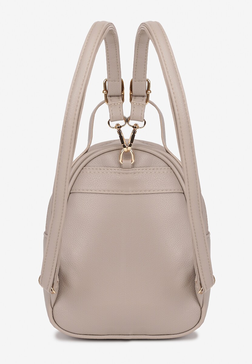 Ciemnobeżowy Plecak Pikowany z Odpinanymi Paskami z Regulacją Zapinany na Suwak Nenatia