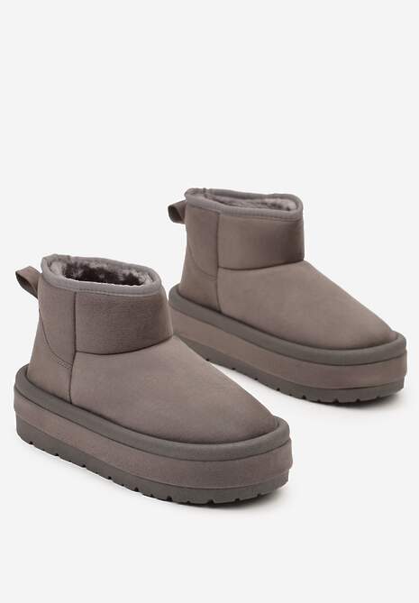 Ciemnoszare Krótkie Śniegowce Wsuwane na Grubej Podeszwie Tinarella