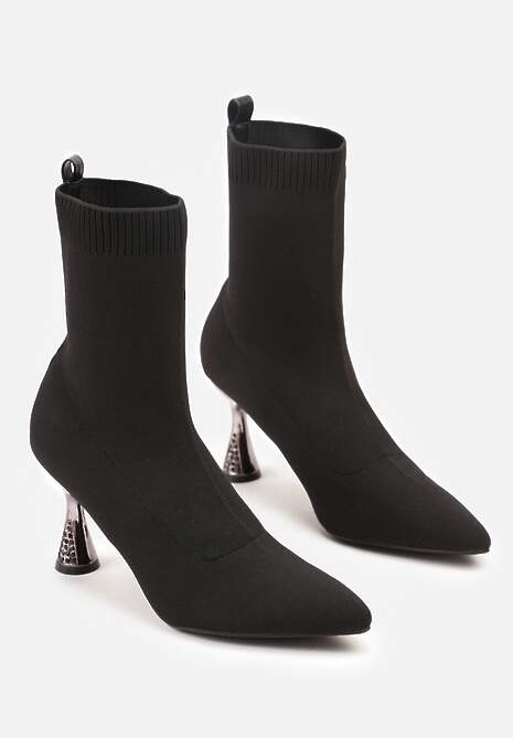 Czarne Wsuwane Botki Vices na Klepsydrzez Cyrkoniami Ashirria