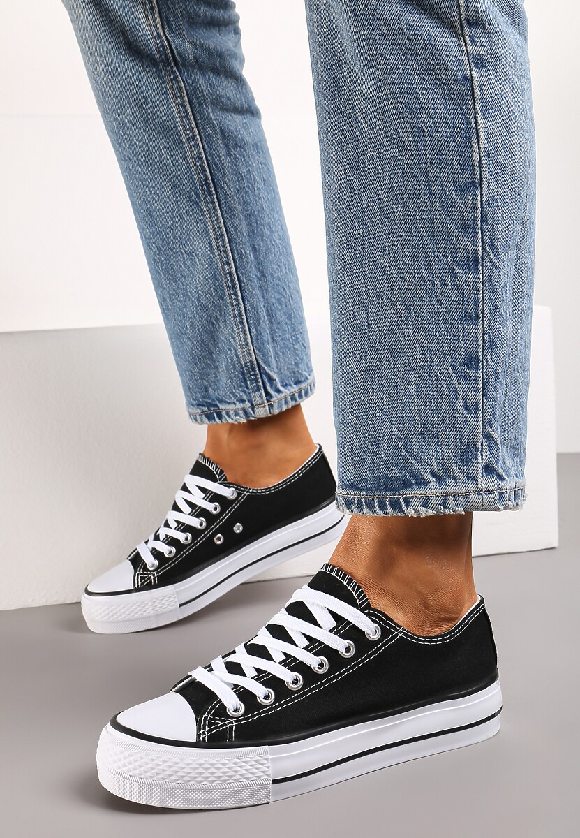 Czarno-Białe Klasyczne Trampki Przed Kostkę Xarosa