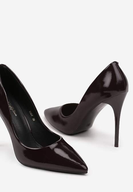 Bordowe Szpilki Lakierowane w Klasycznym Stylu Raison