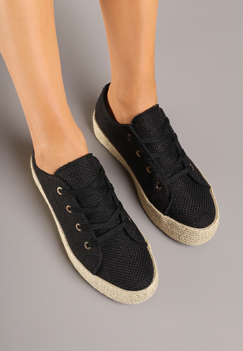 Czarne Trampki Ozdobione Plecionką Filatera