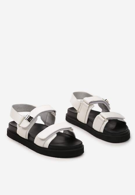 Białe Sandały Chunky Zapinane na Rzepy Macoto