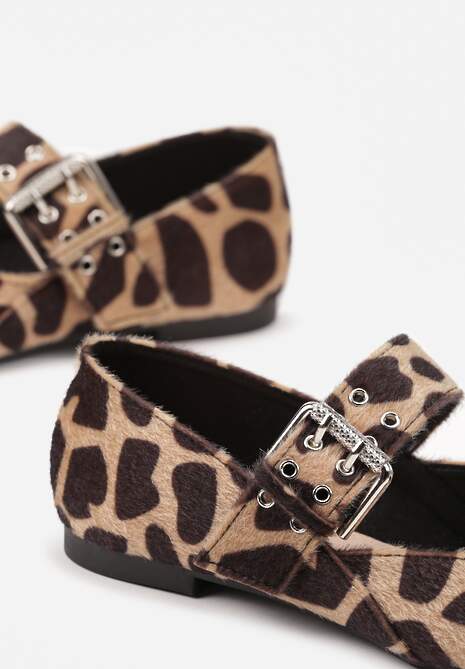 Panterkowe Balerinki Vices w Stylu Mary Jane ze Skórzaną Wkładką Rilaneia