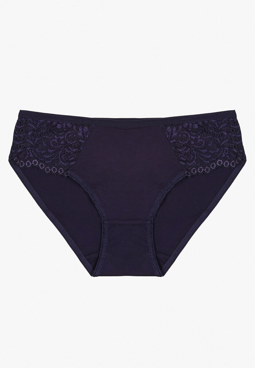 Granatowe Bawełniane Majtki Figi o Klasycznym Fasonie Venalice