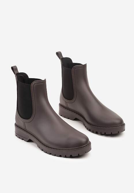 Brązowe Kalosze Sztyblety na Płaskiej Podeszwie Irinndria