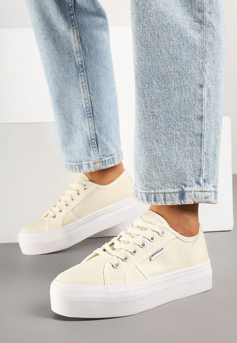 Beżowe Basicowe Trampki na Platformie Mailiselle