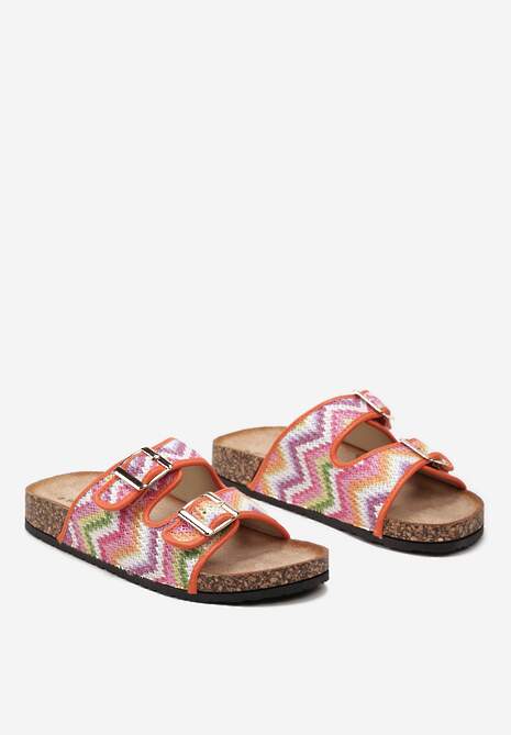 Pomarańczowe Klapki Ozdobione Plecionymi Sznurkami na Paskach Oliria