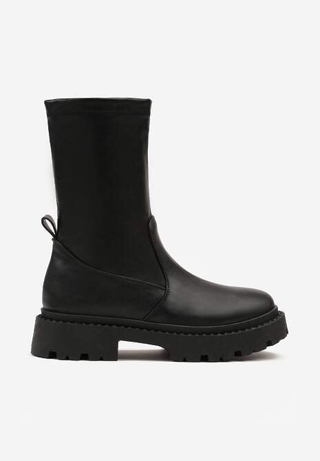 Czarne Dopasowane Botki Vices na Platformie w Stylu Grunge Jillie