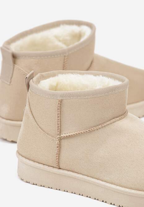 Beżowe Śniegowce z Niską Cholewką Retira