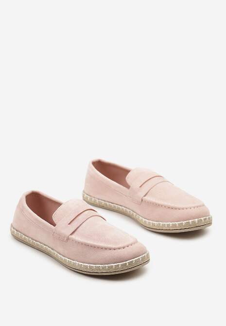 Różowe Mokasyny na Plecionej Podeszwie z Imitacji Zamszu Viadara