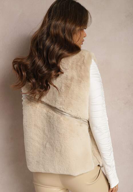 Jasnobeżowa Kamizelka Futrzana Hinlosh