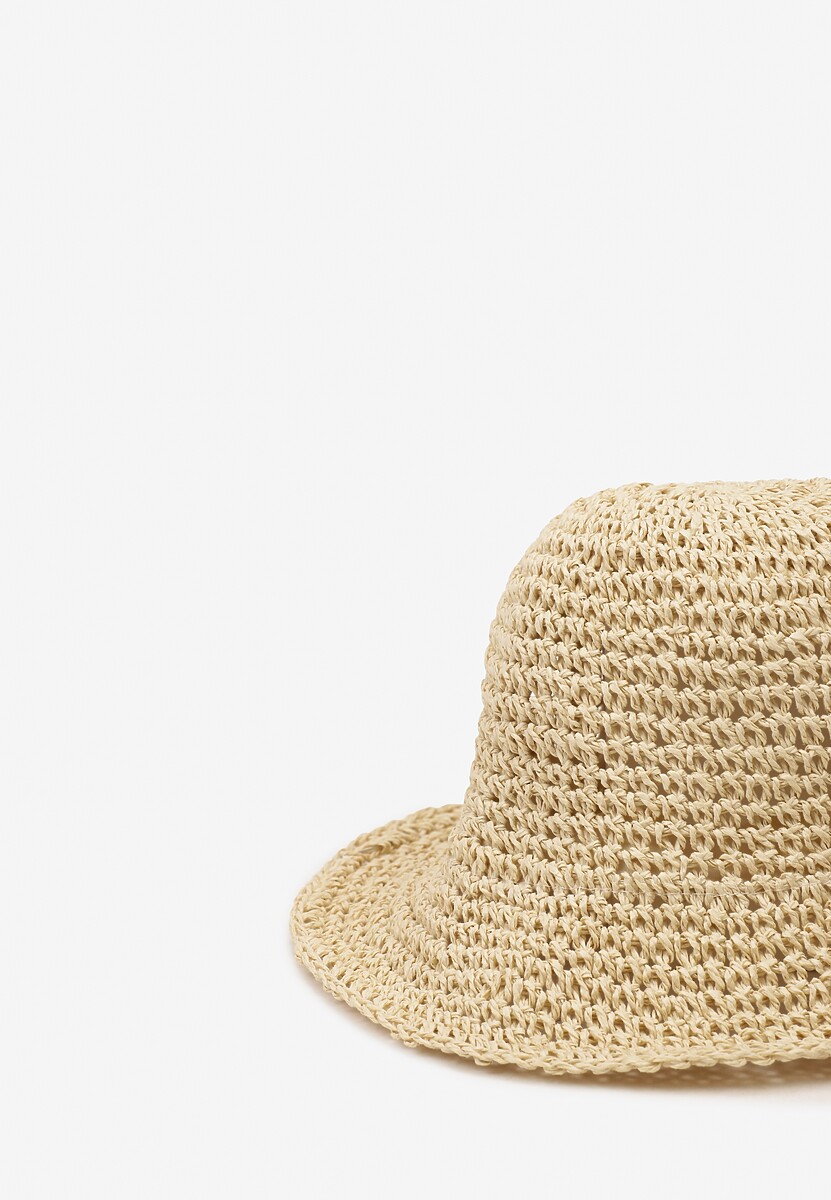 Jasnobeżowy Kapelusz z Plecionki w Stylu Bucket Hat Suai