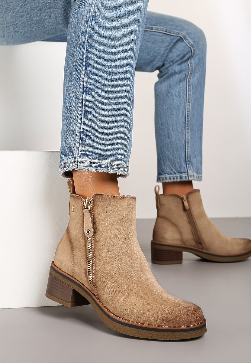 Beżowe Botki Perice
