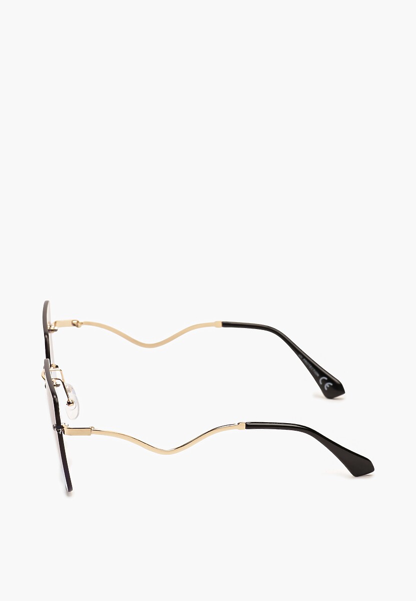 Niebiesko-Złote Okulary Przeciwsłoneczne z Ozdobnie Wygiętymi Oprawkami Cevuna