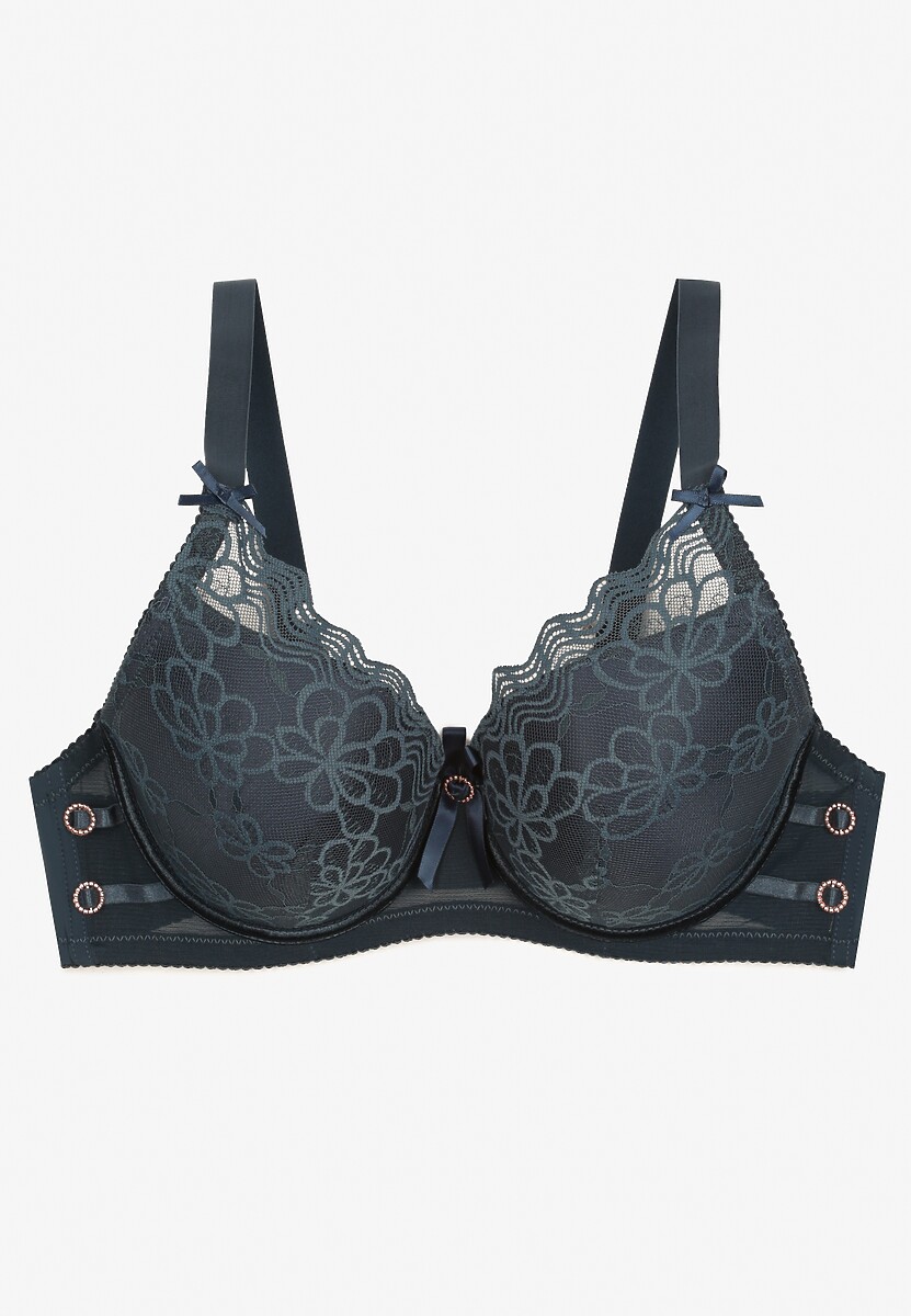 Ciemnozielony Biustonosz z Usztywnionymi Miseczkami Tinanna