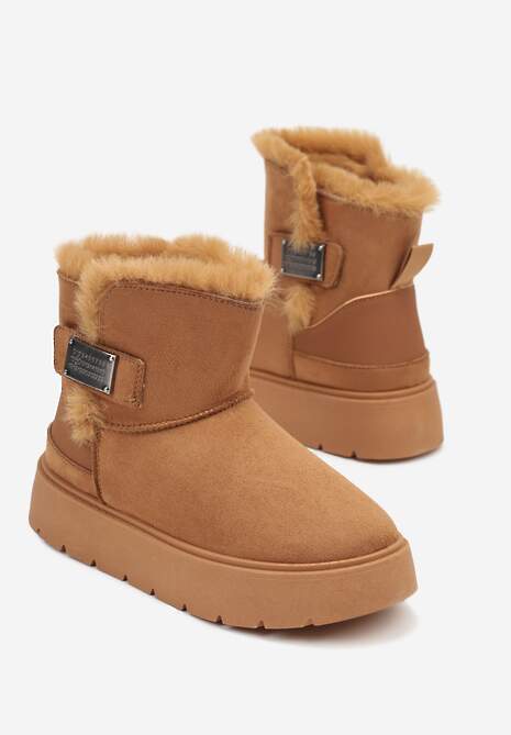 Brązowe Śniegowce na Platformie z Metaliczną Ozdobą Ennithiel