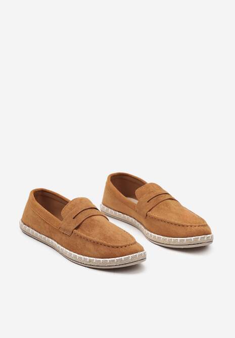 Brązowe Mokasyny na Plecionej Podeszwie z Imitacji Zamszu Viadara
