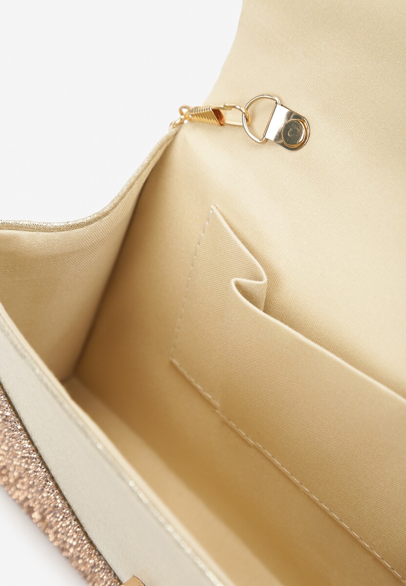 Złota Mała Torebka w Cyrkonie z Rączką i Łańcuszkiem Twistelle