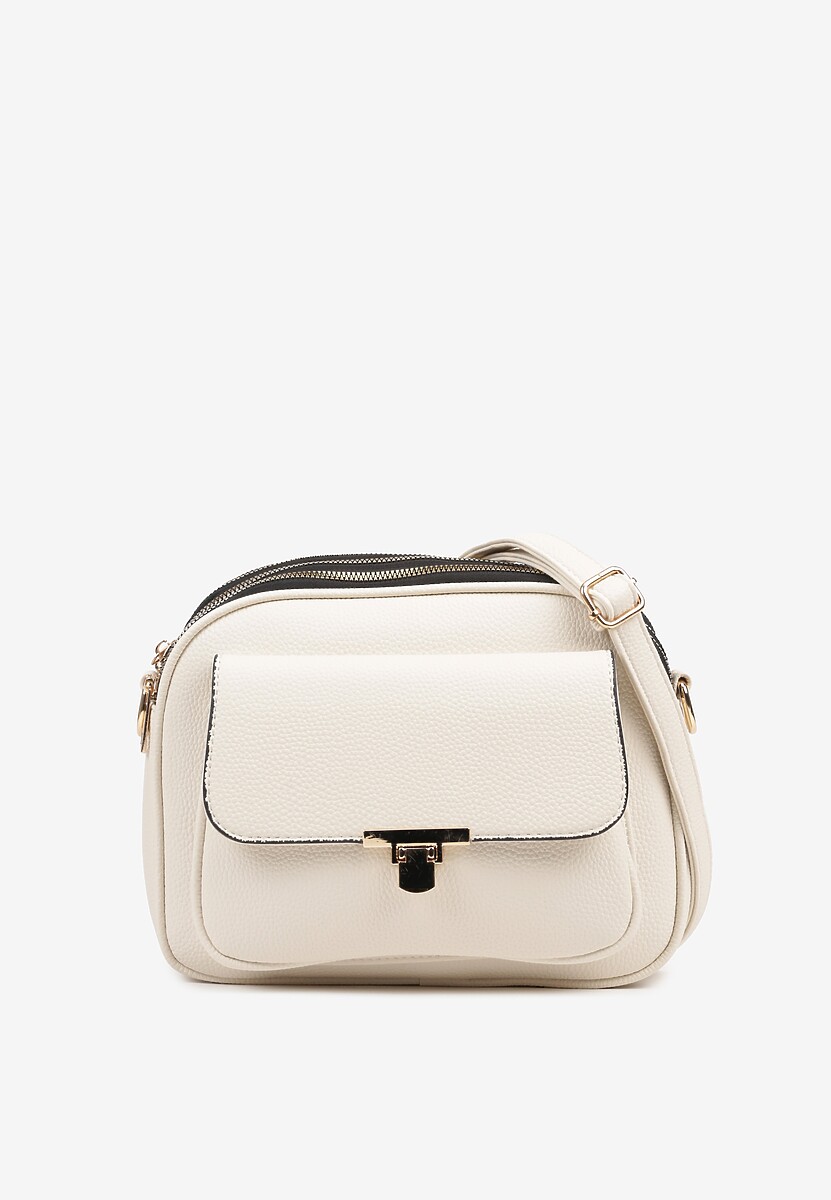 Biała Torebka Listonoszka Trzykomorowa z Ozdobną Klapą Nanitiela