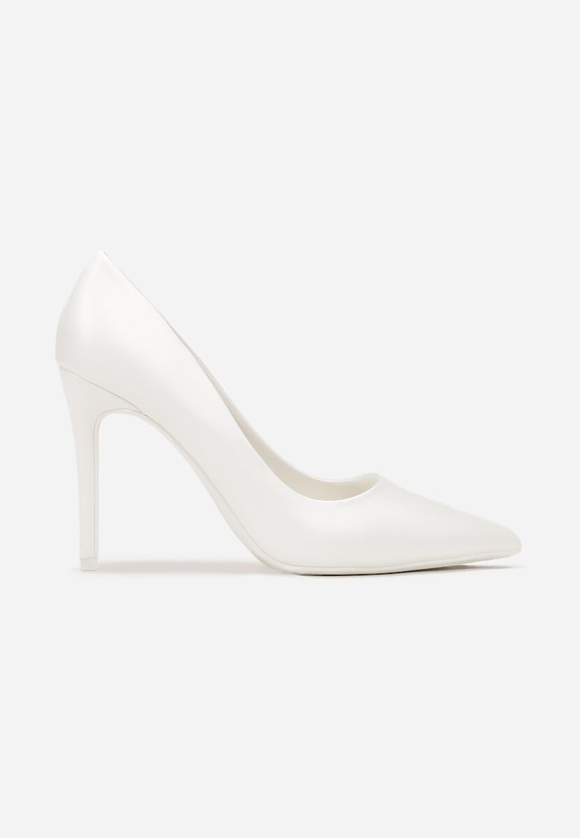 Białe Wysokie Szpilki z Gładkiej Imitacji Skóry Venitorre