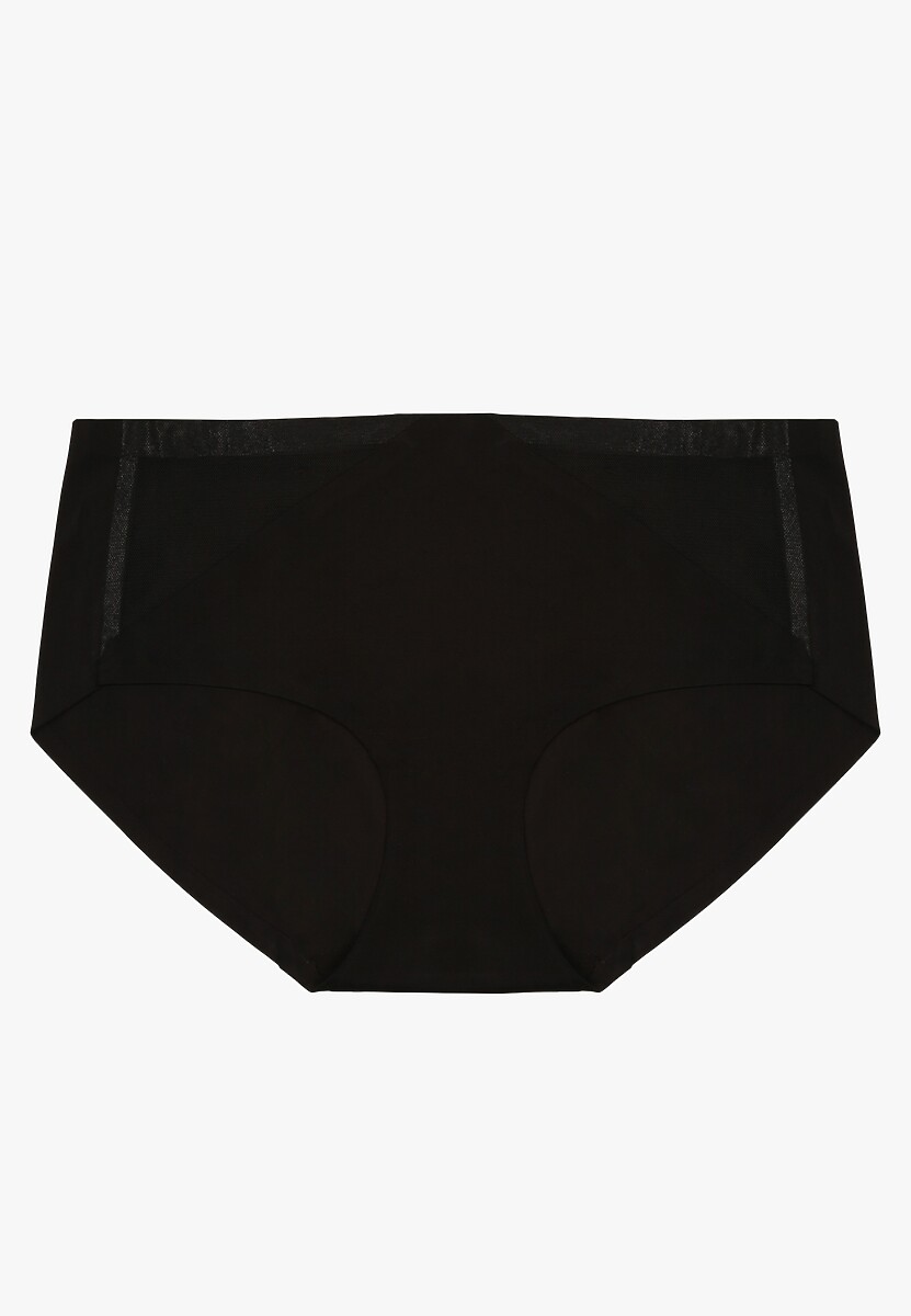 Czarne Majtki Figi High Waist z Bezszwowym Wykończeniem Kolaniris