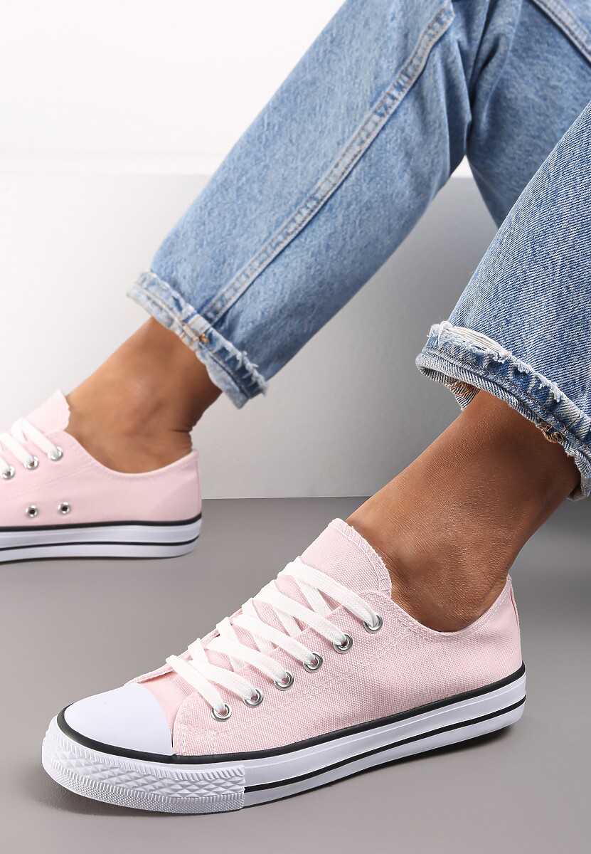 Różowe Trampki w Klasycznym Stylu z Niską Cholewką Doriabel