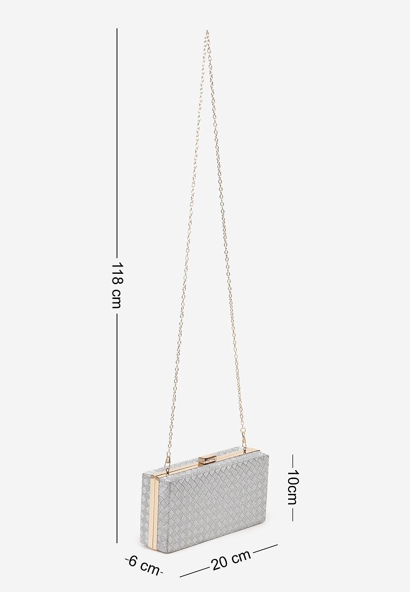 Szara Torebka Kopertówka z Tłoczeniem i Brokatem Talavesa