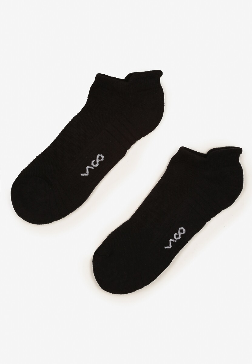 Czarne Skarpety z Bawełny Typu Stopki z Napisem Marianis