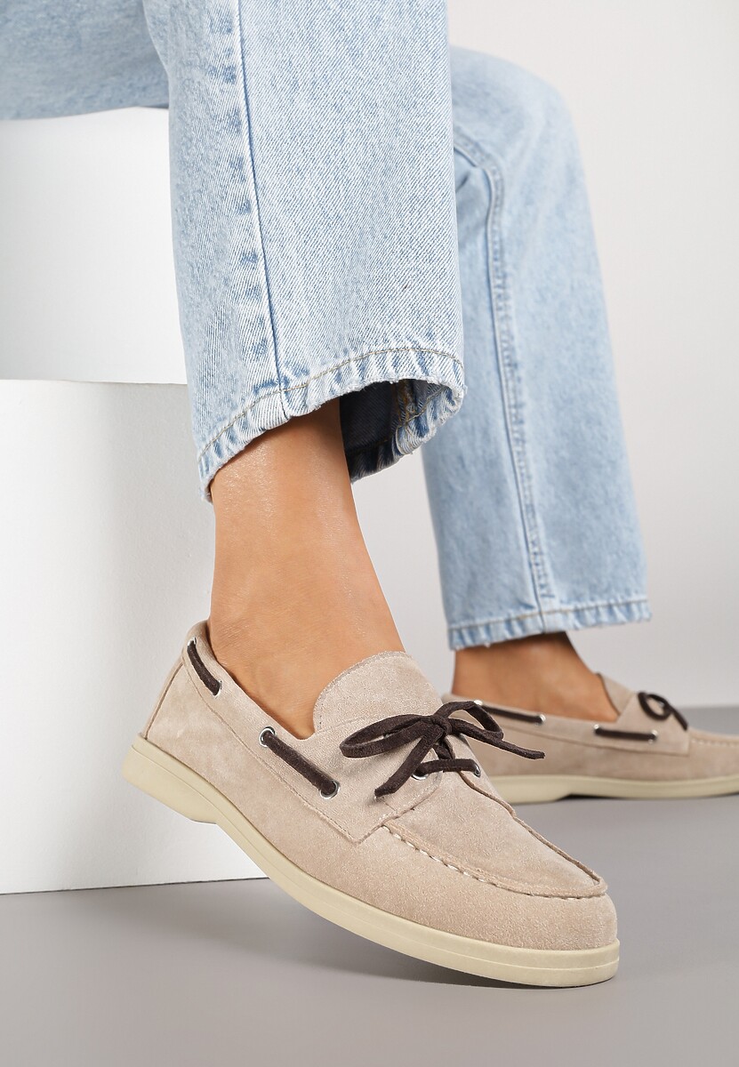 Beżowe Mokasyny z Kokardą Gohilde