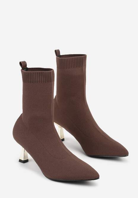 Brązowe Botki Vices na Metalicznej Kaczuszce z Elastyczną Cholewką Vamile