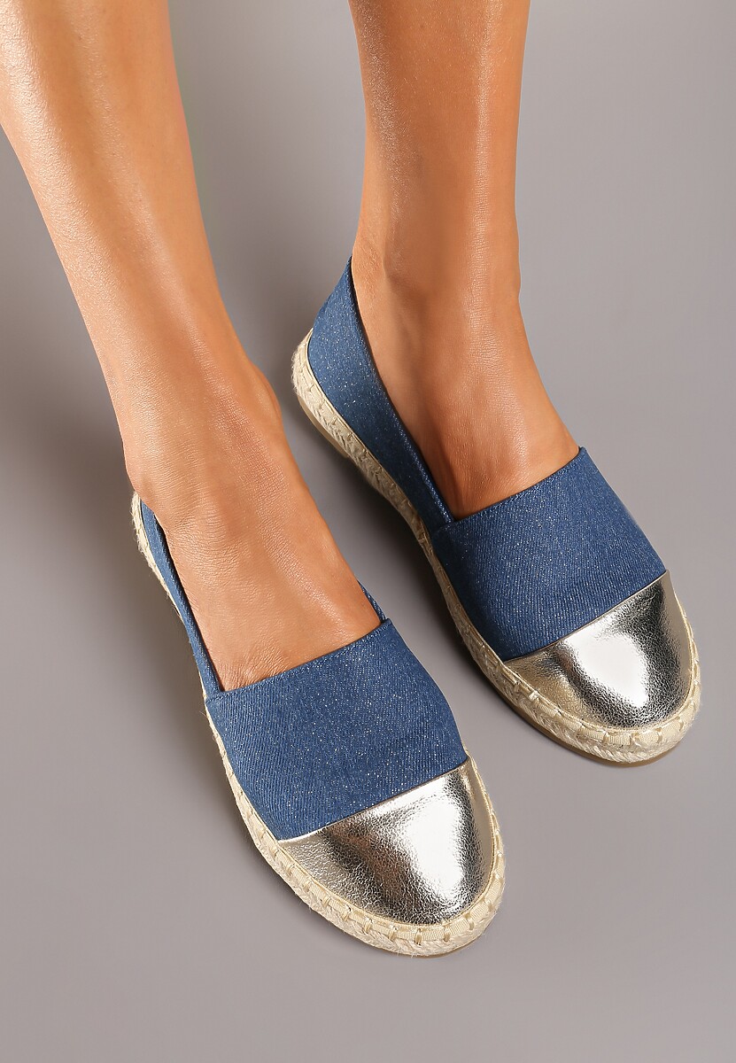 Niebieskie Espadryle z Ozdobnym Noskiem na Plecionej Podeszwie Effiel