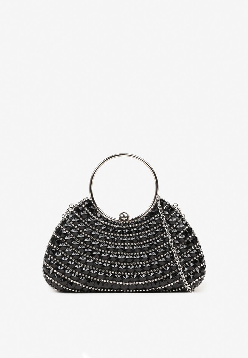 Srebrna Torebka Koktajlowa do Ręki z Cyrkoniami i Okrągłym Uchwytem Siliannis