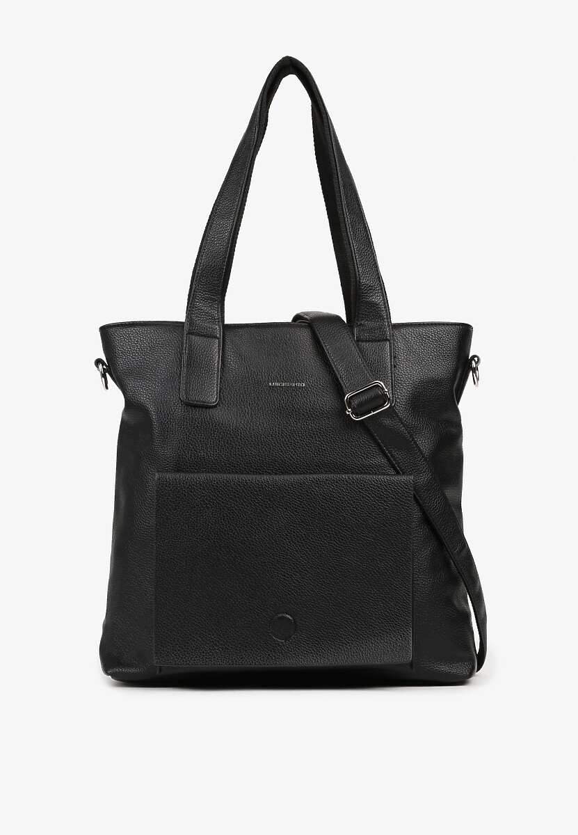 Czarna Torebka Shopperka z Kieszonką z Klapą Mallosea