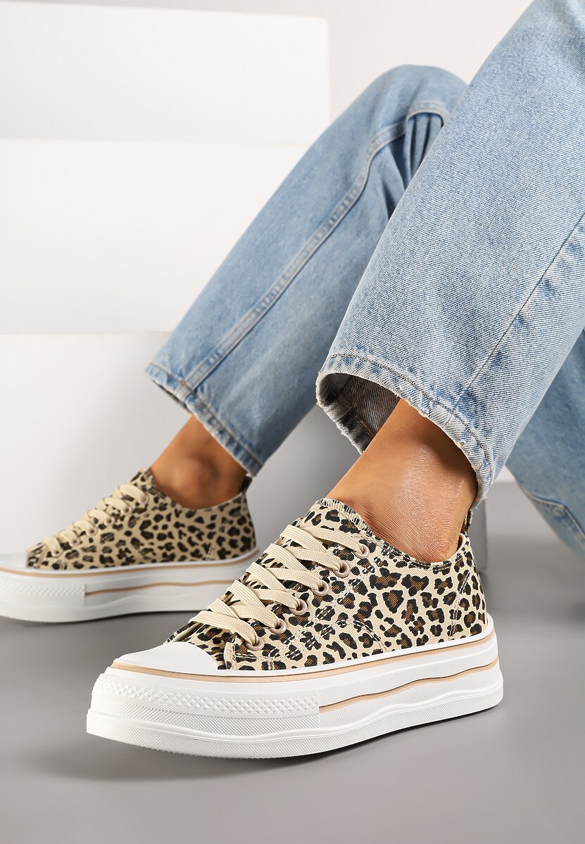 Niebieskie Casualowe Trampki na Niskiej Platformie Natirinne