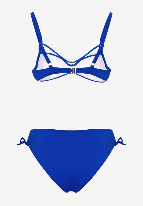 Niebieskie Bikini Majtki Figi z Regulacją i Biustonosz z Ozdobą Natrissa