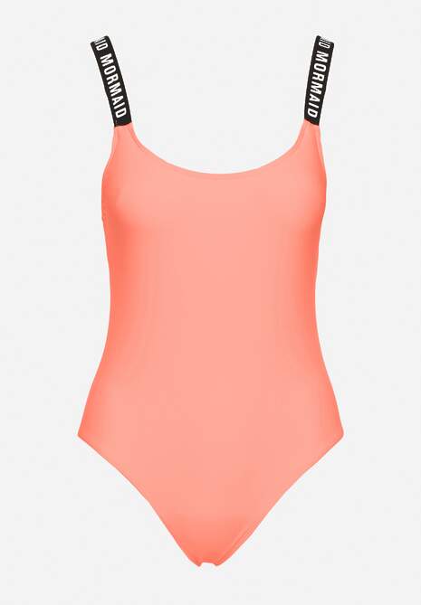 Pomarańczowy Strój Kąpielowy z Usztywnianymi Miseczkami Ozdobiony Napisami Tenera