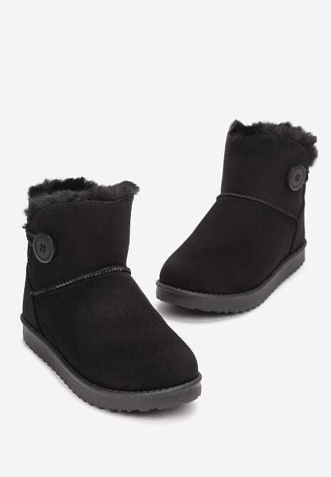 Czarne Śniegowce na Grubej Podeszwie Chalfi