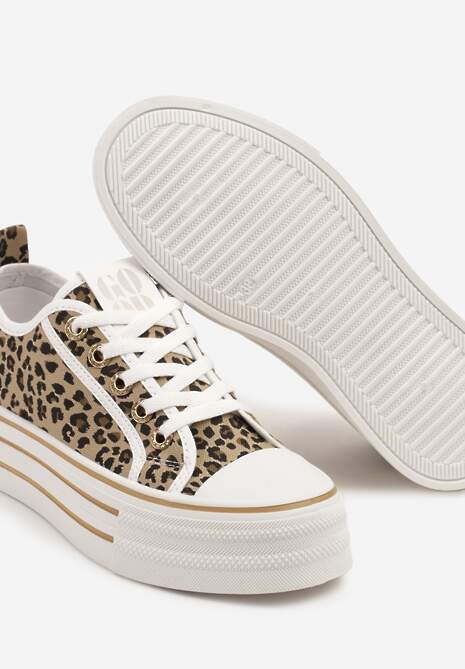 Panterkowe Trampki na Platformie Ozdobione Cyrkoniami Arenoria