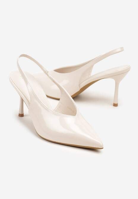 Beżowe Czółenka Sandały Slingback Vices na Obcasie Typu Szpilka Tilionea