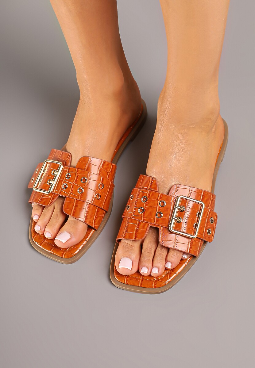 Czarne Klapki z Nitami Paskiem i Klamrą Novolise