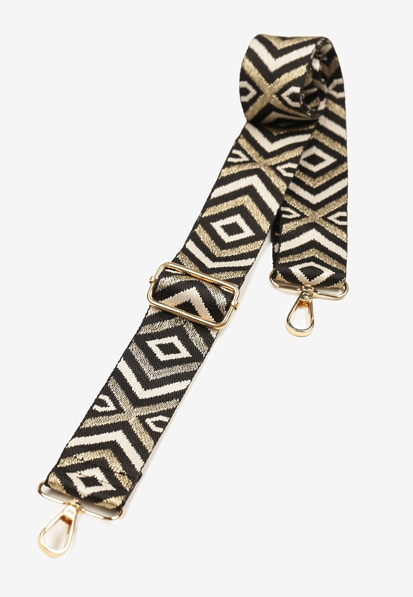 Czarny Pasek do Torebki w Geometryczny Print Sarovia