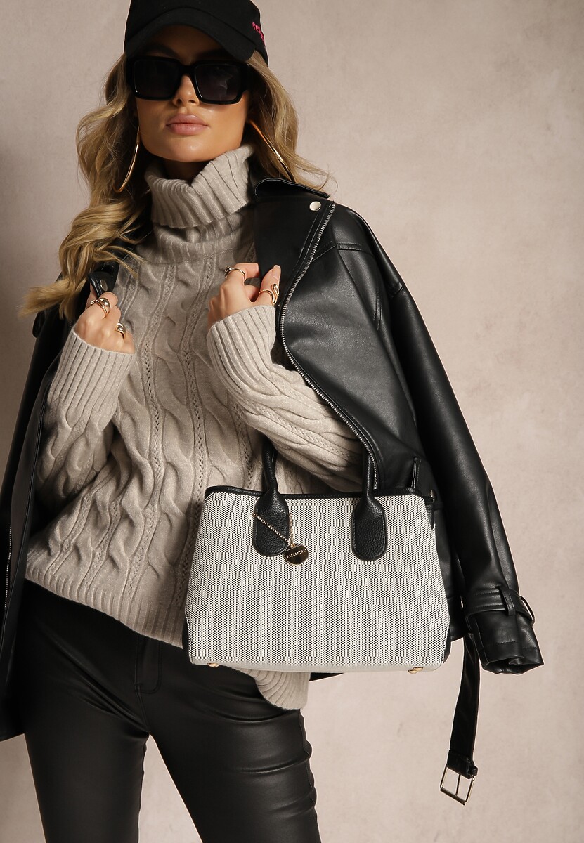 Szary Golf z Imitacją Splotu ze Ściągaczami Giovarella