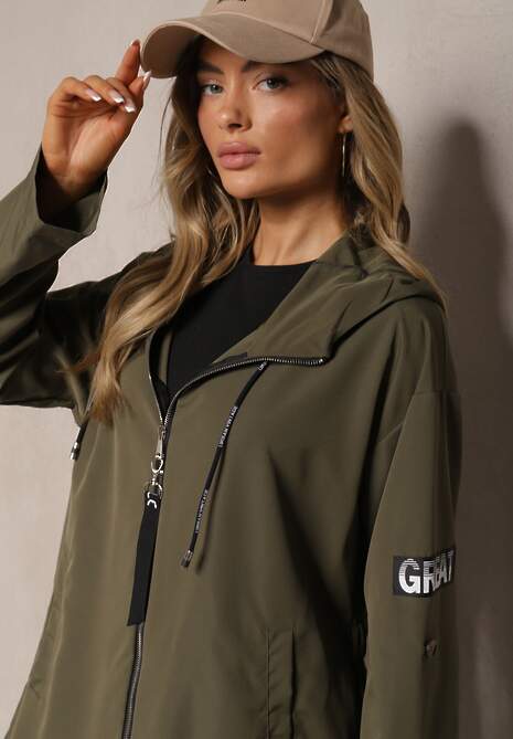 Ciemnozielona Kurtka Wiatrówka Oversize Palishe