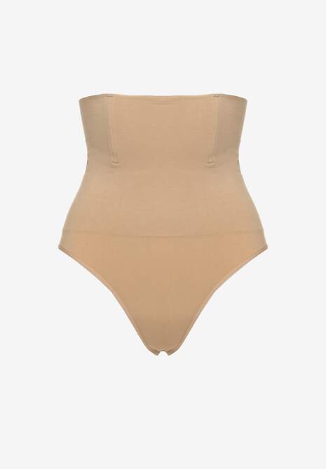 Beżowa Bielizna Modelująca Majtki o Kroju Fig High Waist Tillara
