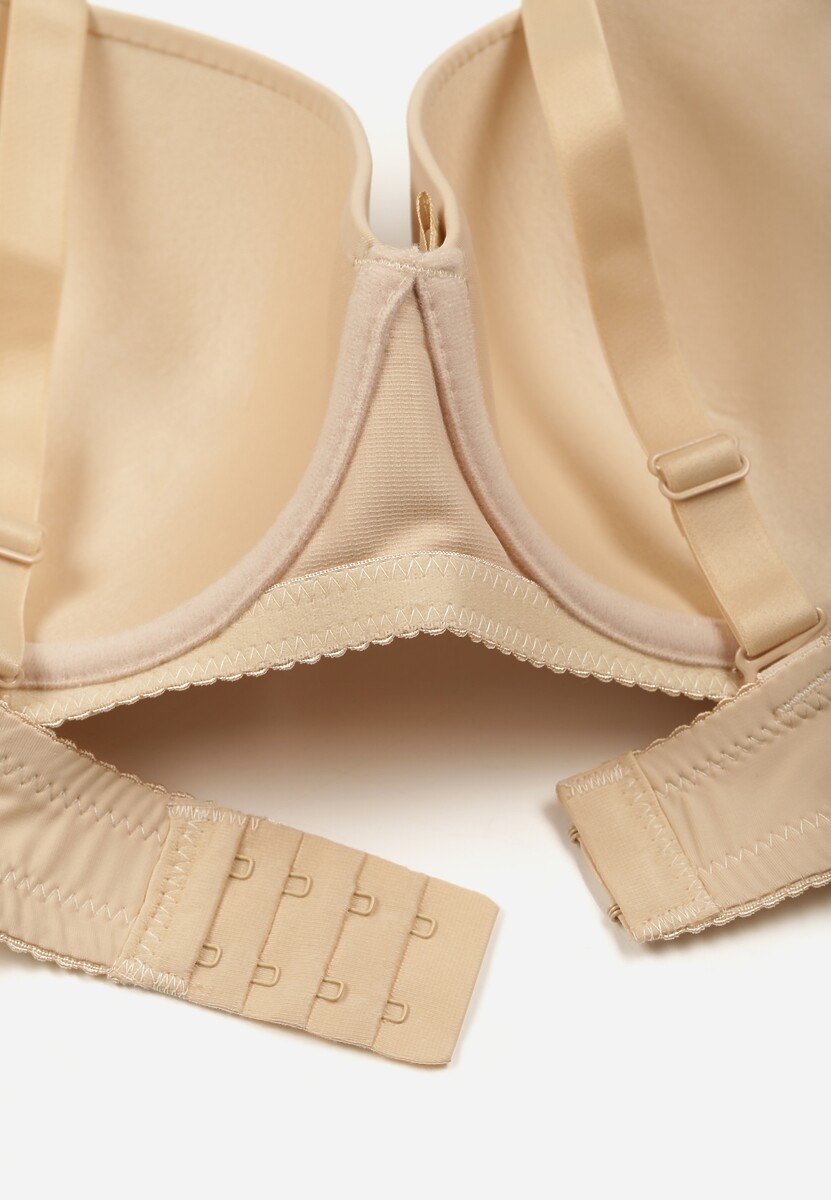 Beżowy Biustonosz o Gładkim Wykończeniu z Kokardką Phiphise